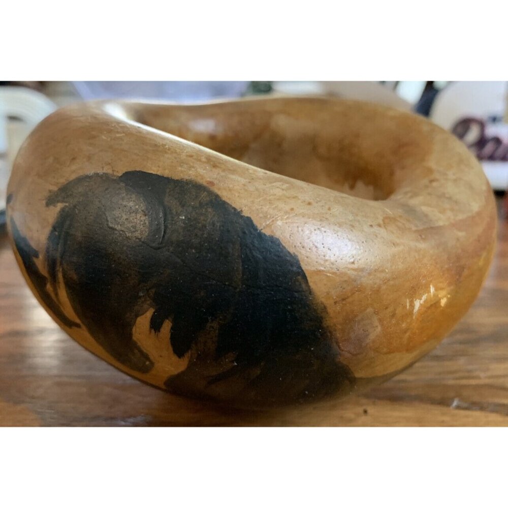 Primitive Clay Bowl Horses Cave Painting Style‎ - Picture 3 of 7